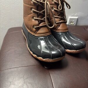 Stylish Brown and Black Duck Boots